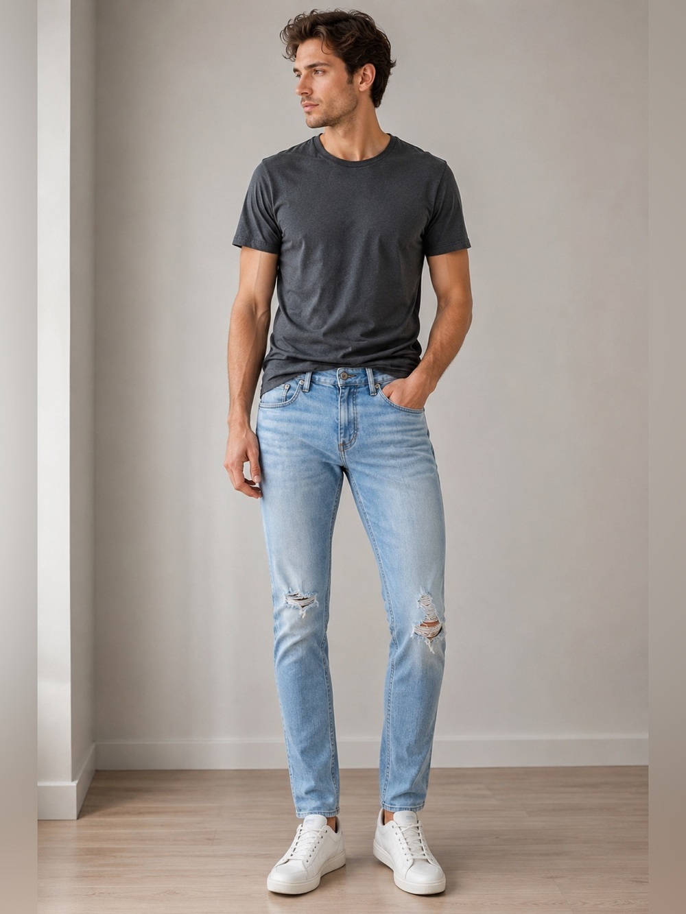rag & bone Fit 1 Skinny Distressed Light Wash Jeans Men’s 30x32